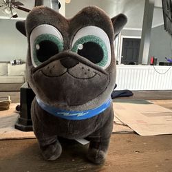 Disney Store Puppy Dog Pals Bingo Plush Gray Stuffed Pug Dog Green Eyes 