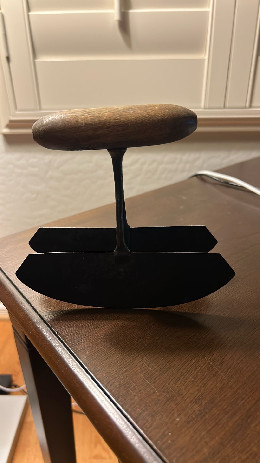1800’s. 2 Blade food chopper with wood handle.