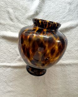 Vintage Tortoise Shell Blown Glass Vase