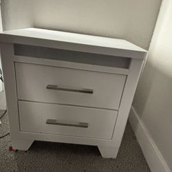 White Two Drawer Nightstand