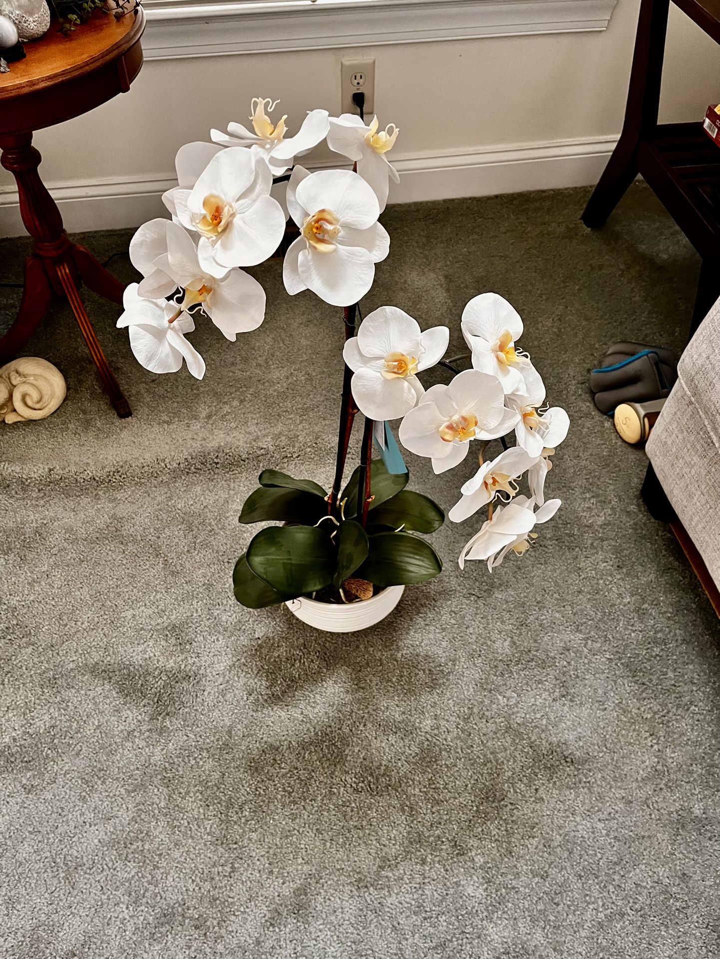 White Orchid And Ceramic Pot artificial