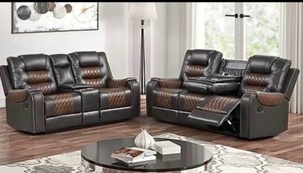 New two tone sofa and loveseat reclining with free delivery, pay on delivery