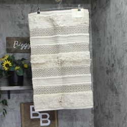 INK+IVY Hand-Woven Shaggy Brown Bath Rug 20x32 Inches, New with Tags