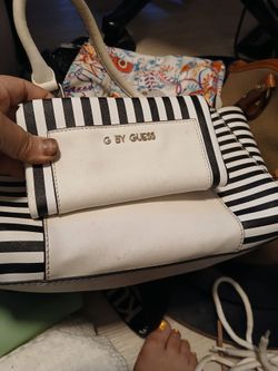 G by By Guess black and white stripes purse and matching wallet