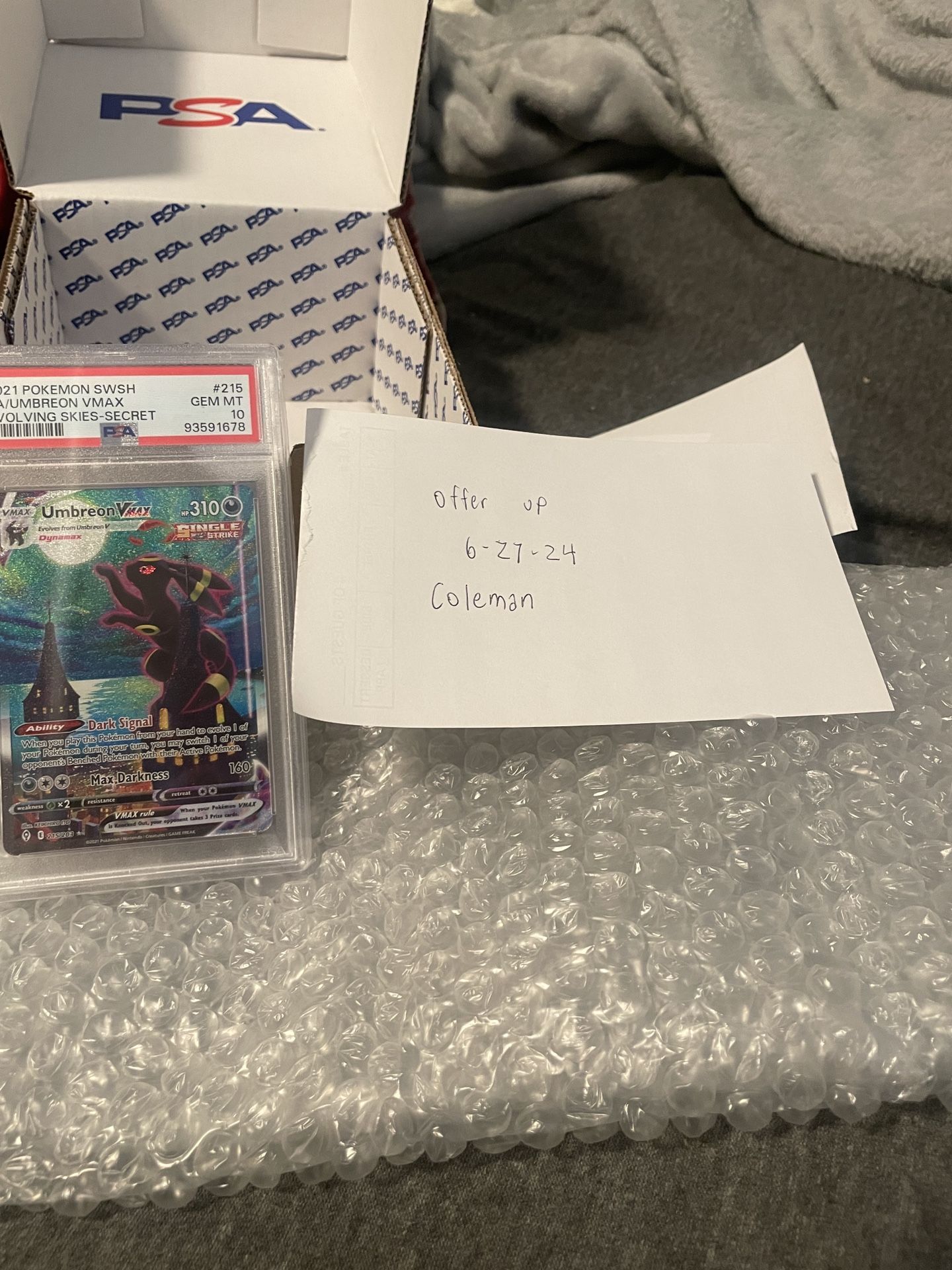 Umbreon Vmax Alt PSA 10 Evolving Skies