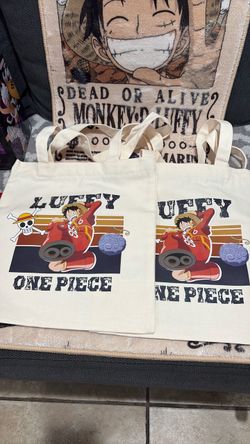 One piece luffy tote bags