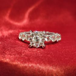 14k White Diamond Eternity Flower Engagement Ring 4.0 ctw