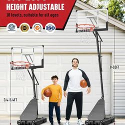 Basketball Hoop Outdoor 40Inch Backboard, 3.4-10FT Adjustable Height and Larger Base, Portable Basketball Goal System for Adults Outdoor/Indoor/Drivew