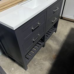 Autumn 48 in. Single Sink Gray Bath Vanity with White Engineered Stone Top