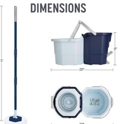Casabella Spin Mop System with Extra Mop Head Refill - Two-Bucket Design