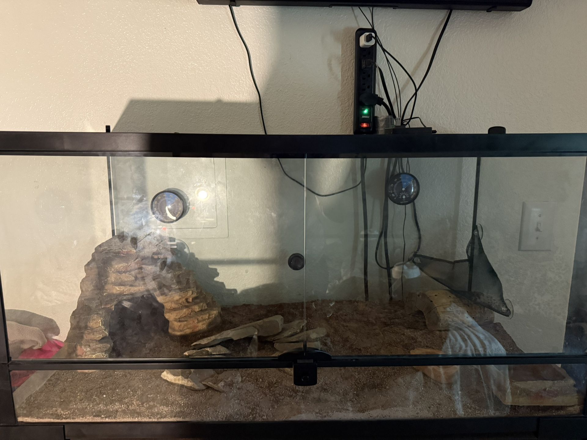 55 Gallon reptile Tank With Heat Lamp & Lamp 