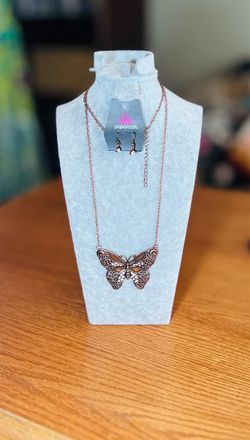 Paparazzi Copper Butterfly Necklace and Earring Set