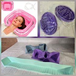Kids Tub Splash Guard and Hair Wash Stations + Free Scrubbers & Adult Hair Station