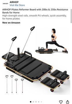 AIRHOP Pilates Reformer Board with Resistance Bands