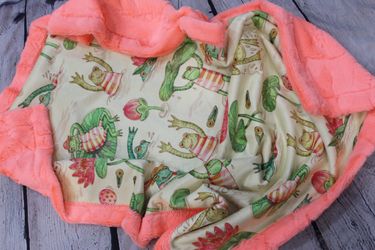 Handmade double minky baby blanket frogs and lilies