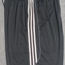 Men's Size Large Adidas Shorts Black 3 Stripes Grey Pockets Running Basketball 