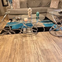 Ashley 3-Piece Silver & Glass Coffee Table Set – Moving Sale
