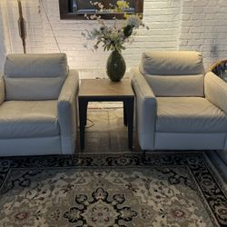 Pair of Italian Leather Natuzzi Editions Armchairs