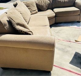 Free-Tan Microfiber Sectional Sofa