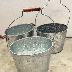 3 Assorted Galvanized Buckets