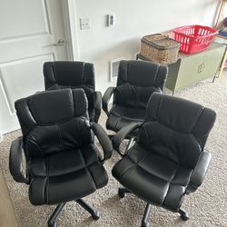 4 Black Rolling Office Chairs Adjustable Height 