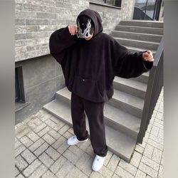 Yeezy Gap Engineered by Balenciaga Blue Polar Fleece Padded Hoodie. P0045