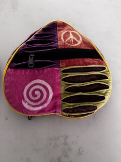 Patchwork Razor Cut Backpack Foldable Heart shape Faded Multicolor Cotton NWT