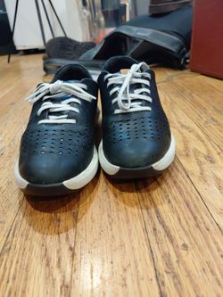 Black Leather Perforated Low-Top Sneakers  size 6