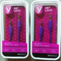 Braided Stereo auxiliary cable 3.5 Jack Audio compatible iPhone Android