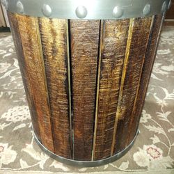 Oak Barrel End Table 