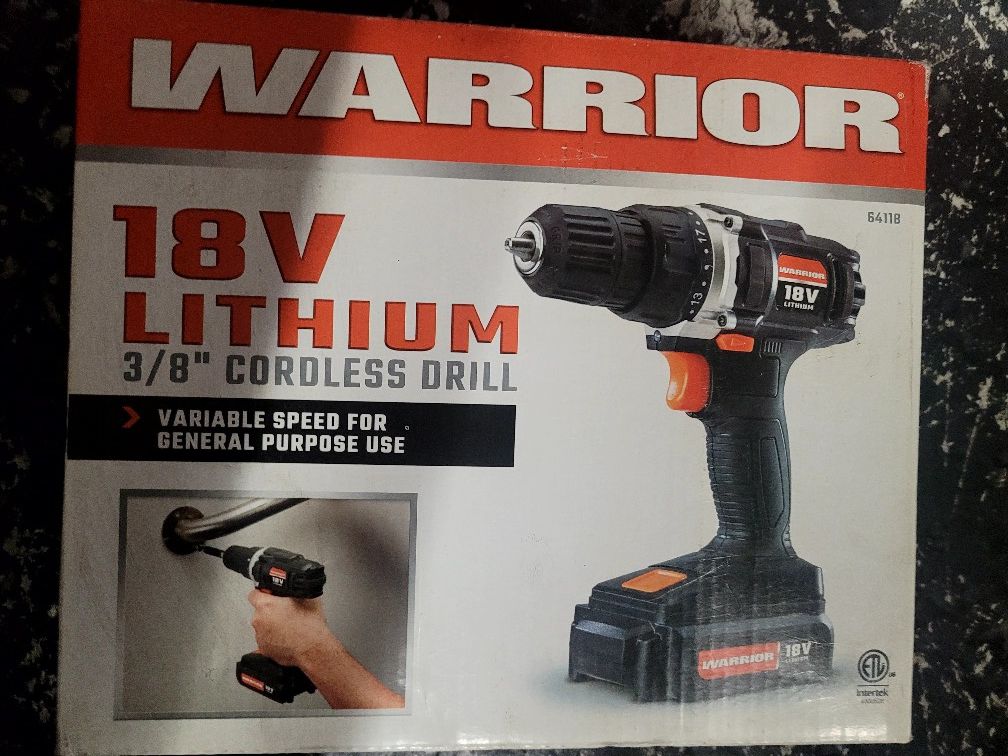 *UNOPENED. NEVER USED* Warrior 18V Lithium Cordless Drill