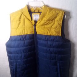 Sonoma Quilted Puffer Vest Men’s L Blue Yellow Sleeveless Lightweight

