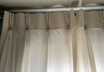 Cream Curtain Panels with Jewel Embellishments