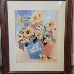 Gloria Erickson Sunflower Blue Pitcher Still Life Floral