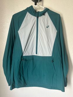 ASICS Women’s Hooded Half-Zip Lightweight Windbreaker Jacket Green/light gray M