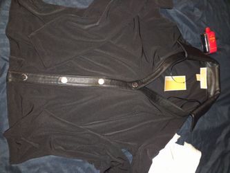 Michael Kors Black Top with Leather Trim