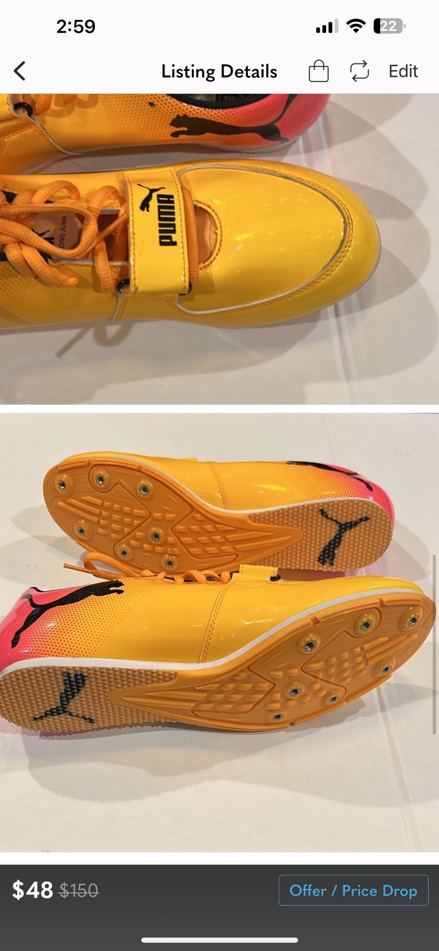 uma evoSpeed Long Jump 10 Field Event Spikes Orange Athletics Olympic US 13