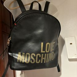 Moschino backpack big logo bag faux leather handbag purse laptop bookbag unisex