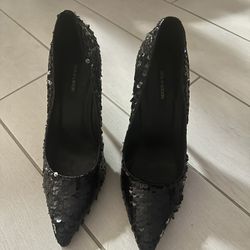 Ava & Aiden Black Sequin Shoes 