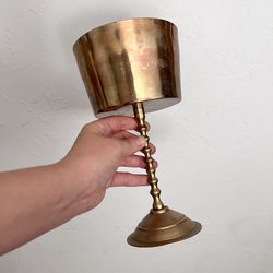 Vintage Solid Brass Pedestal Footed Bowl Or Vase Home Decor