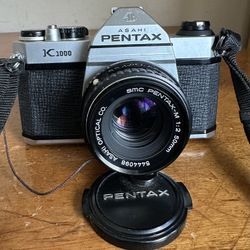 Vintage ASAHI PENTAX K1000 35mm SLR Film Camera w/ Smc 1:2 50mm Manual Lens