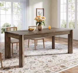 JW1234 New in box  Solid Wood Dining Table for 6 People, 63" Farmhouse Kitchen Table with Heavy Duty Legs, Rectangular Dining Room Furniture for Kitch