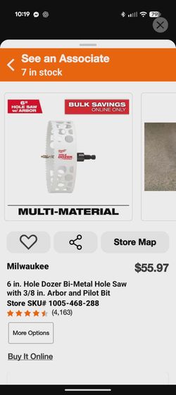 Milwaukee 6 in. Hole Dozer Bi-Metal Hole Saw with Arbor and Pilot Bit – Used