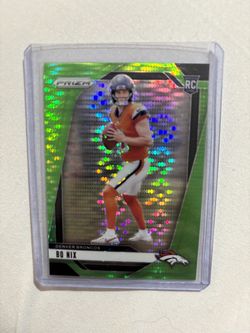 Bo Nix Prizm Green Ice/Cracked Prizm Rookie Card Denver Broncos #309