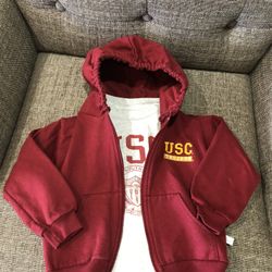 USC Trojans Sweatshirt Hoodie And T-Shirt Toddler Size 4T 