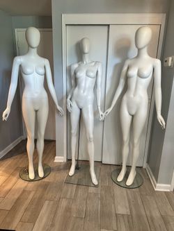 3 Premium Female Retail Mannequins with Glass Bases | Boutique Store Display