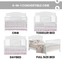NEW! White Crib To Toddler Bed 
