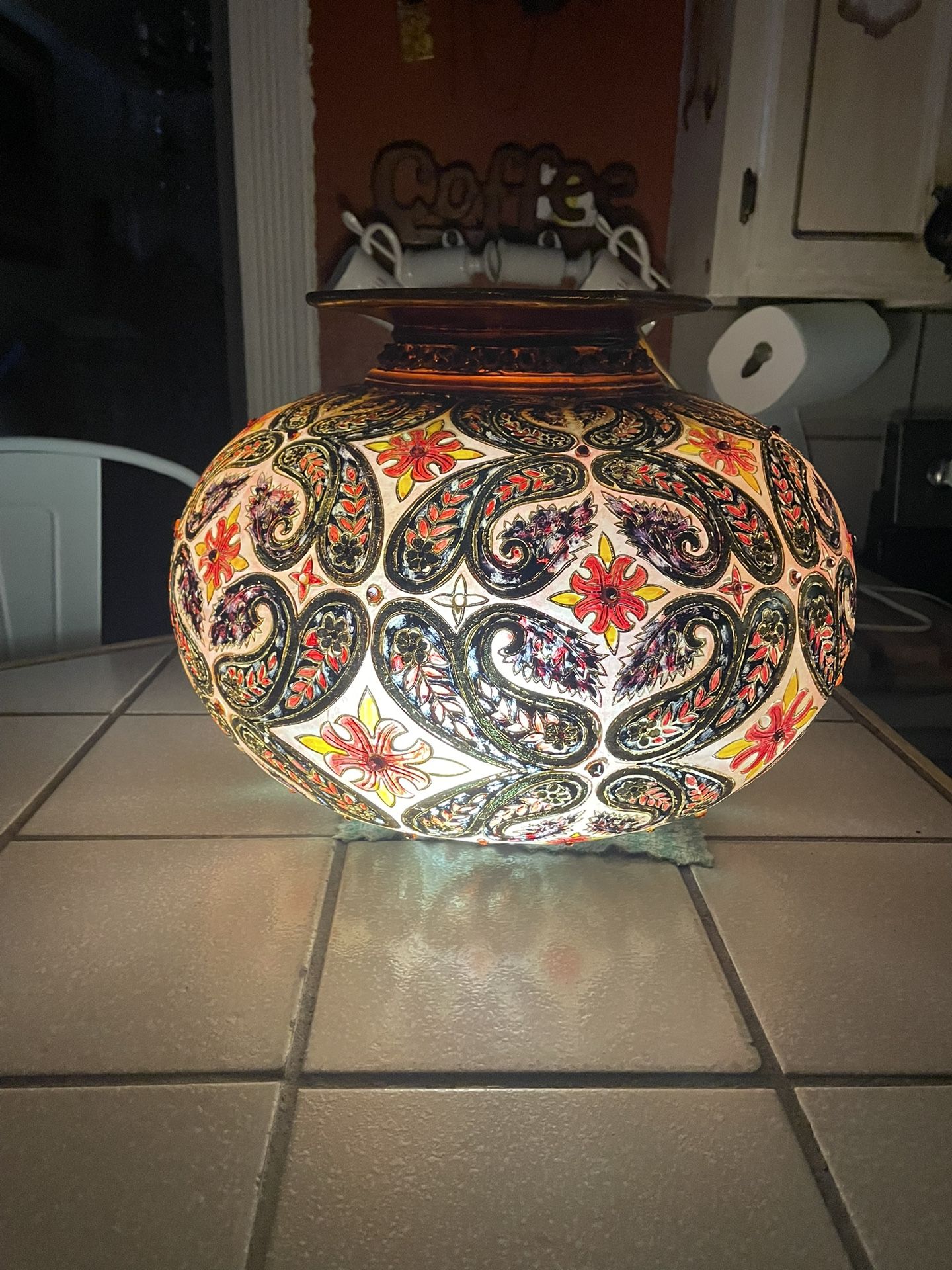 BIG Chinese Flower Base Made of Resin Heavy It also can be used as a beautiful night light