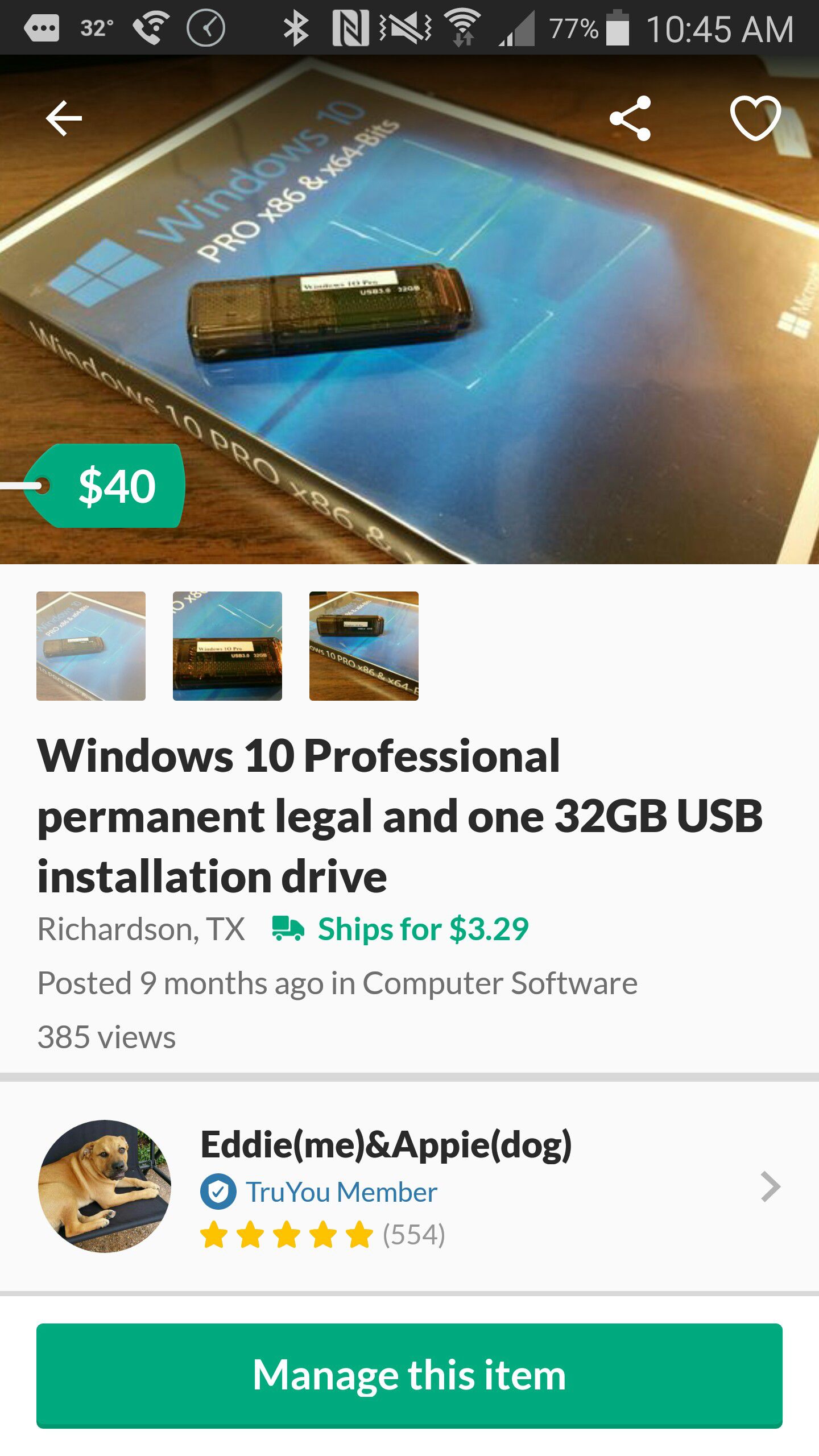 Windows 10 Professional permanent legal and one 32GB bootable USB installation drive, & DVD 【Guarrantted】