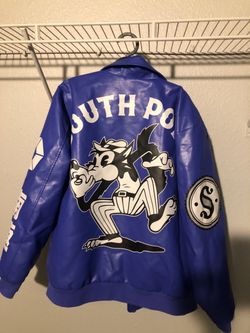 Southpole Blue Faux Leather Varsity Jacket